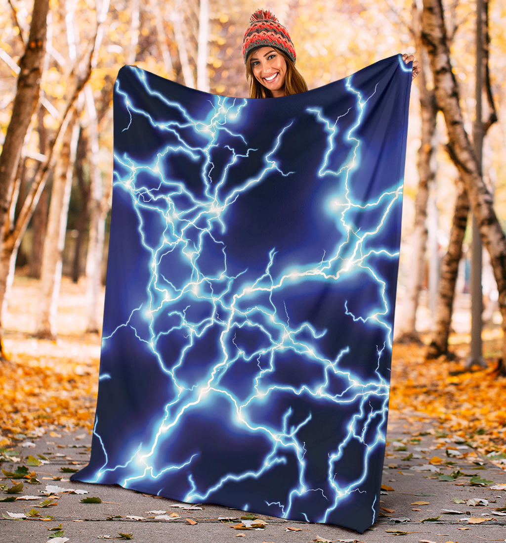 Lightning Thunder Pattern Print Design 04 Premium Blanket