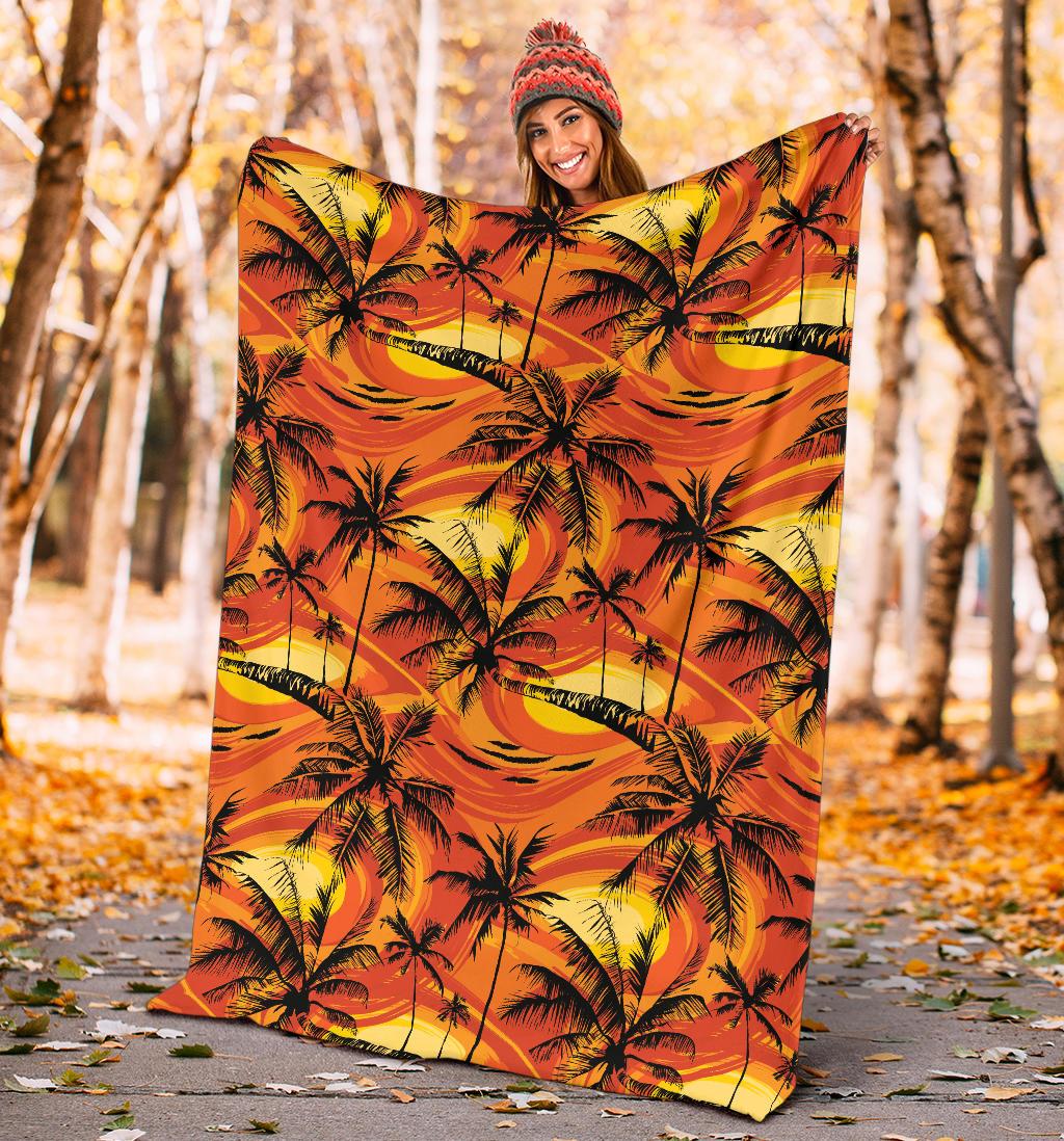 Palm Tree Pattern Print Design A02 Premium Blanket