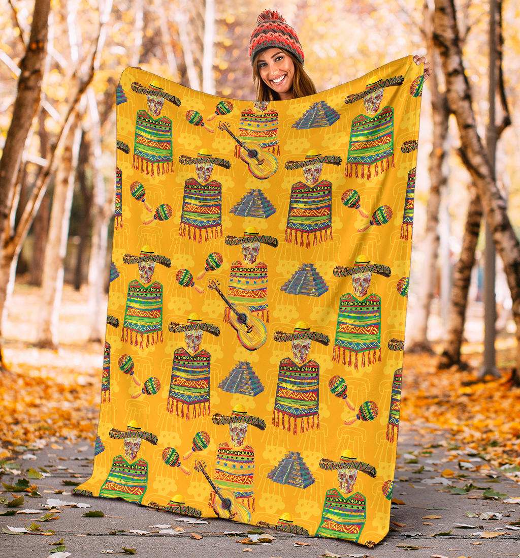 Maracas Mexican Style Pattern Print Design 02 Premium Blanket