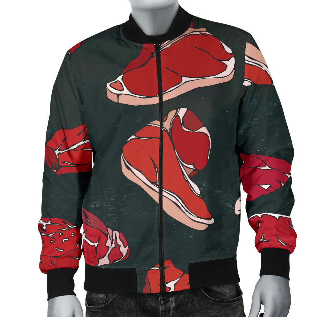 Meat Pattern Print Design 01 Men Bomber Jacket