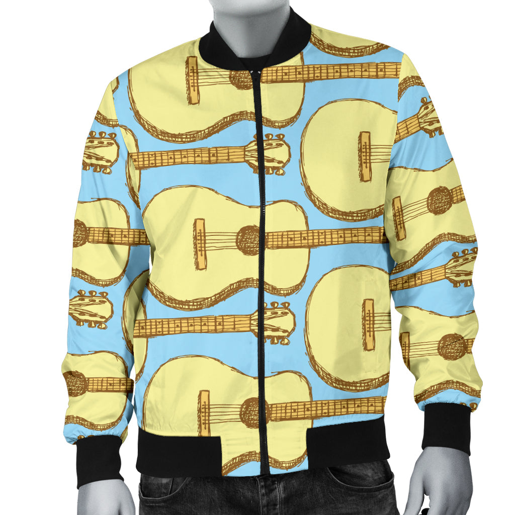 Acoustic Guitar Pattern Print Design 03 Men Bomber Jacket