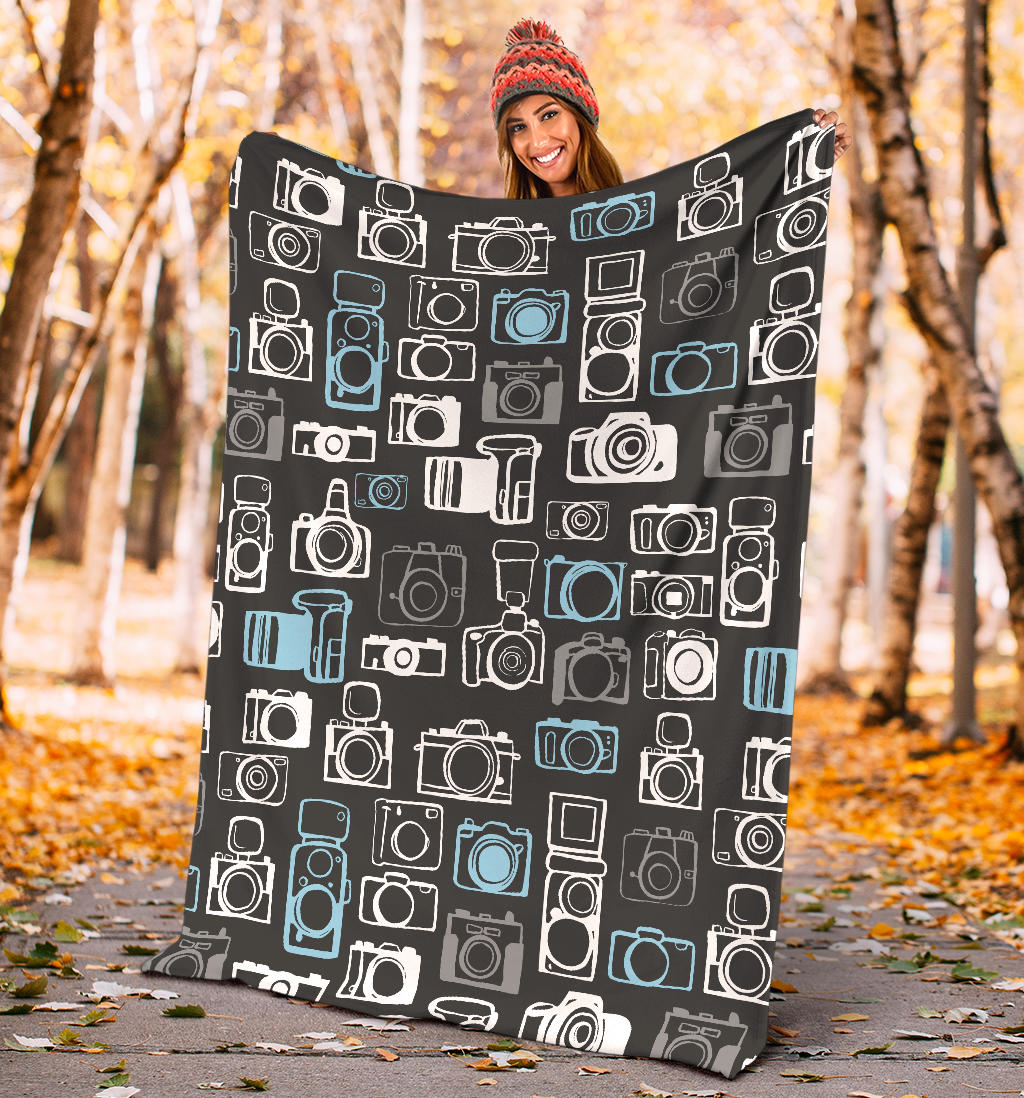 Camera Pattern Print Design 04 Premium Blanket