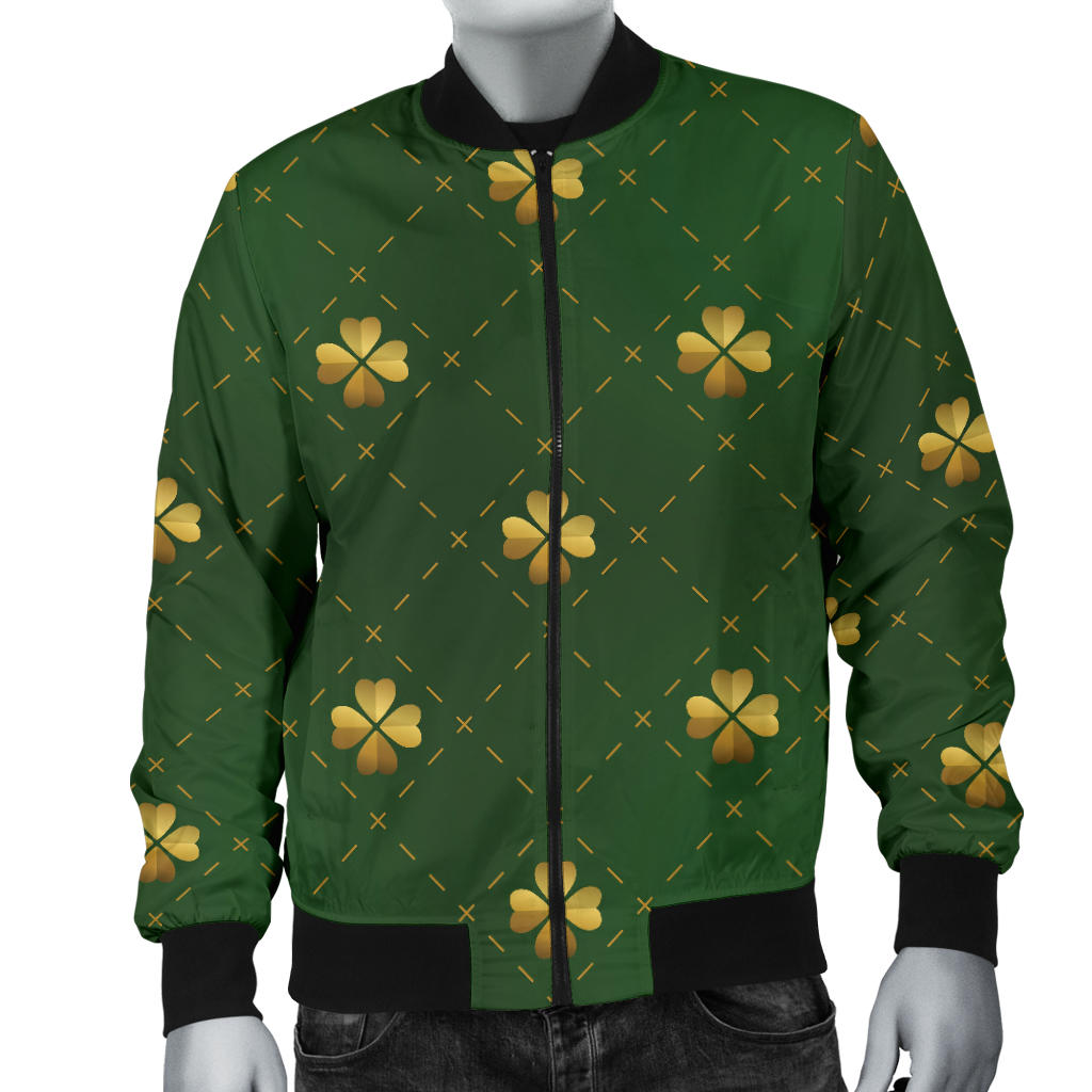 Clover Pattern Print Design 01 Men Bomber Jacket