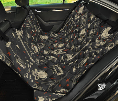 Rock and Roll Skull Pattern Print Design A03 Rear Dog Car Seat Cover Hammock