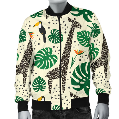 Rainforest Giraffe Pattern Print Design A02 Men Bomber Jacket