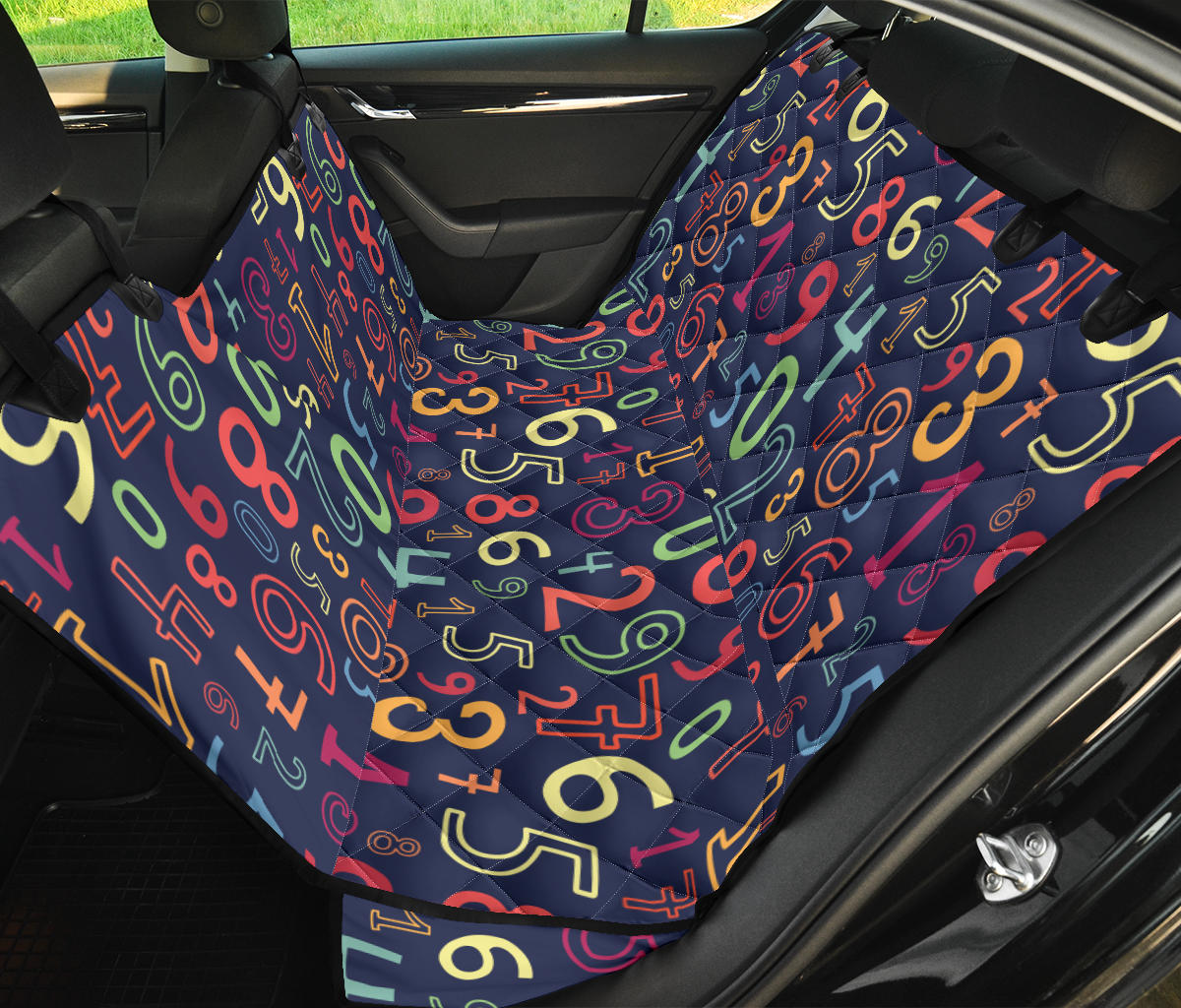 Number Pattern Print Design A01 Rear Dog Car Seat Cover Hammock