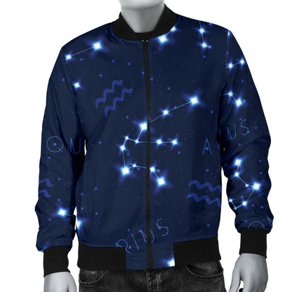 Aquarius Zodiac Pattern Print Design 02 Men Bomber Jacket