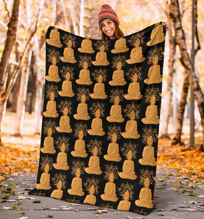 Buddha Pattern Print Design 01 Premium Blanket