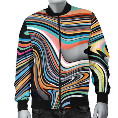 Liquid Pattern Print Design 02 Men Bomber Jacket