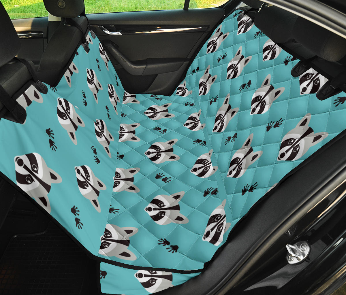 Raccoon Pattern Print Design A01 Rear Dog Car Seat Cover Hammock