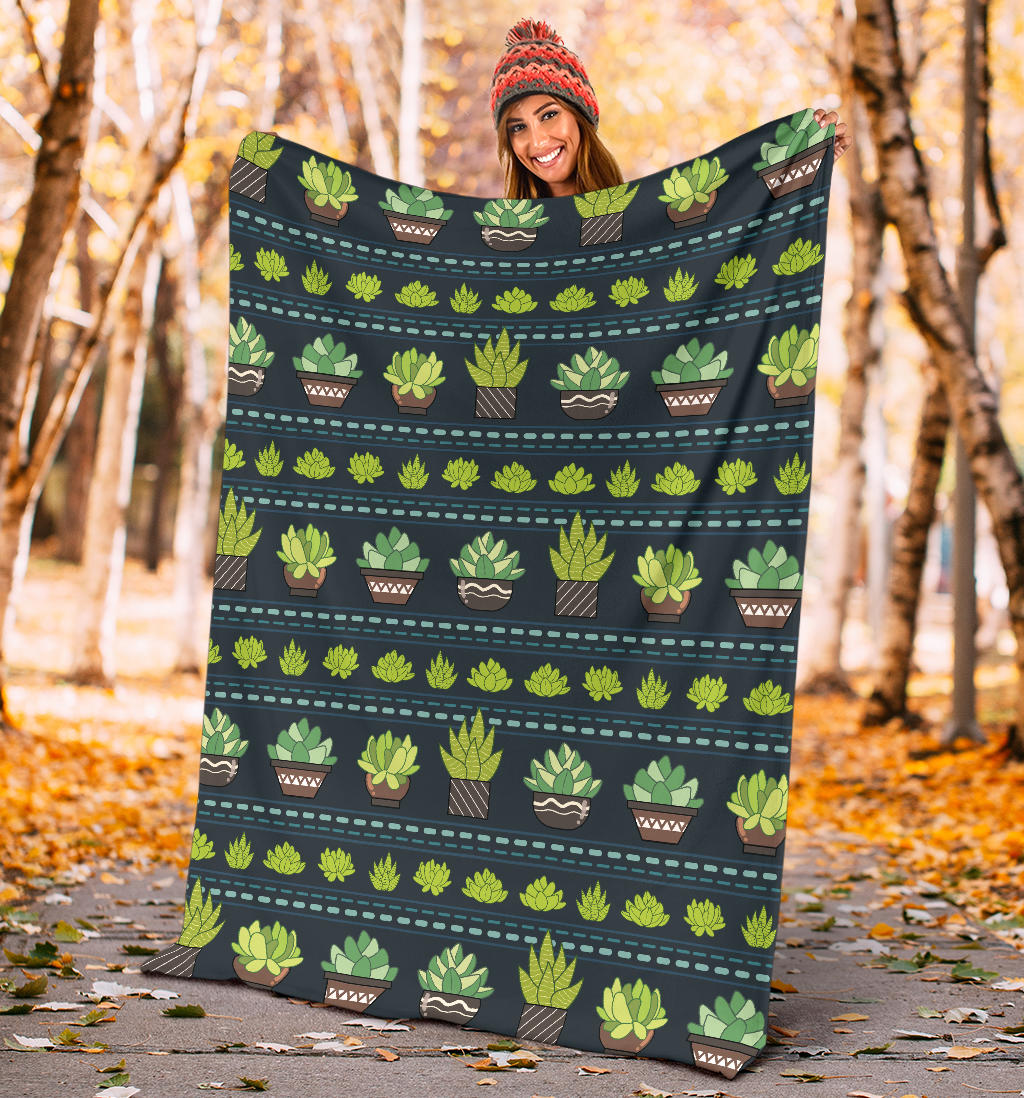 Cactus Pattern Print Design 07 Premium Blanket