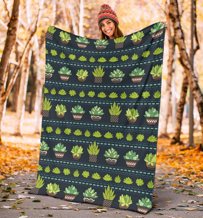 Cactus Pattern Print Design 07 Premium Blanket
