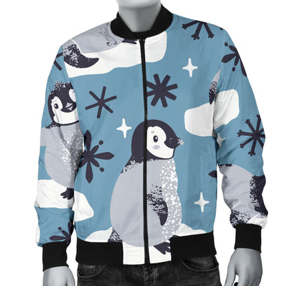 Penguin Pattern Print Design A05 Men Bomber Jacket