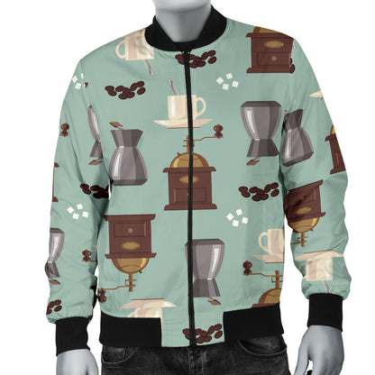 Coffee Pattern Print Design 04 Men Bomber Jacket