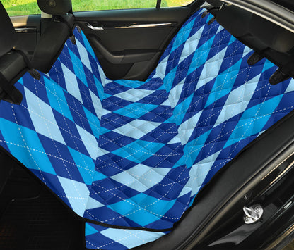 Argyle Blue Pattern Print Design 02 Rear Dog Car Seat Cover Hammock