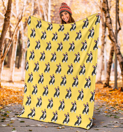 Boston Terrier Pattern Print Design 06 Premium Blanket