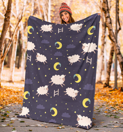Sheep Night Pattern Print Design 02 Premium Blanket