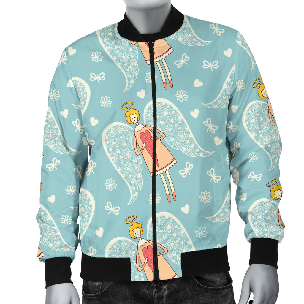 Angel Pattern Print Design 01 Men Bomber Jacket