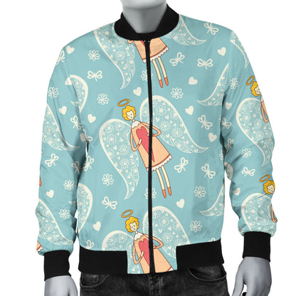 Angel Pattern Print Design 01 Men Bomber Jacket