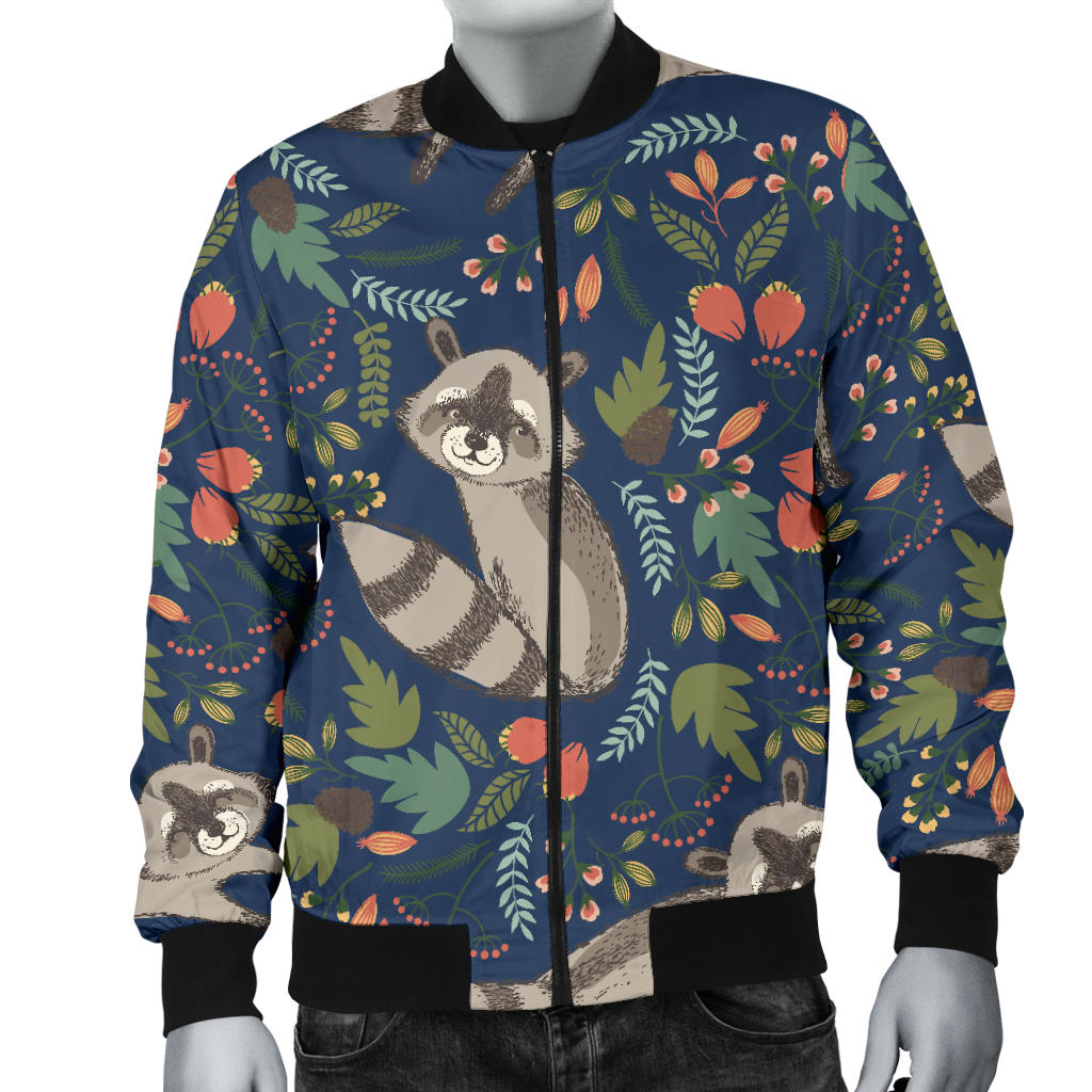 Raccoon Pattern Print Design A02 Men Bomber Jacket