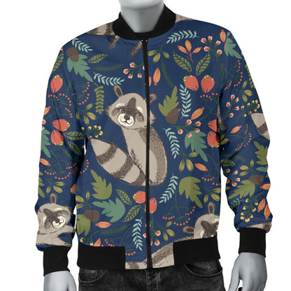 Raccoon Pattern Print Design A02 Men Bomber Jacket