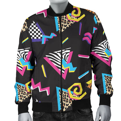 80s Pattern Print Design 3 Men Bomber Jacket