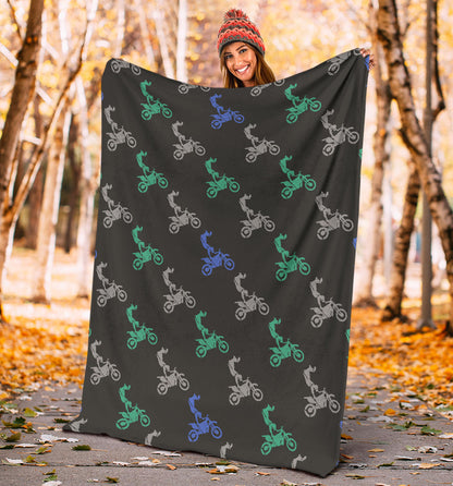 Motocross Pattern Print Design 02 Premium Blanket