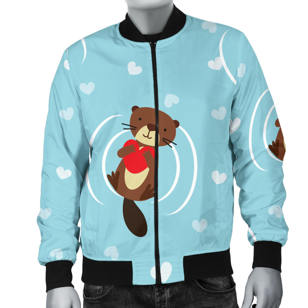 Sea Otter Cute Pattern Print Design 04 Men Bomber Jacket