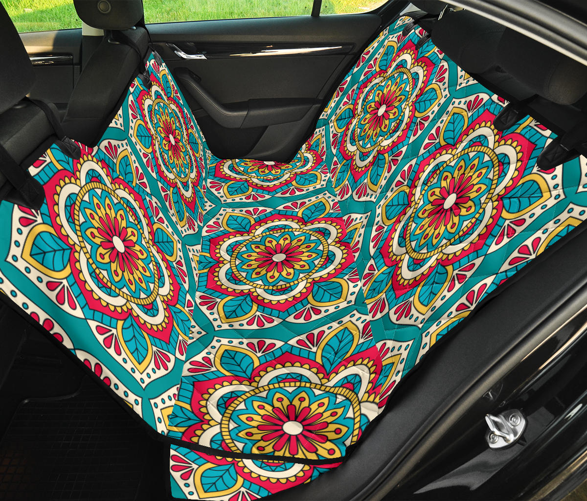 Mandala Pattern Print Design 03 Rear Dog Car Seat Cover Hammock