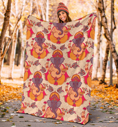 Ganesha Indian Pattern Print Design 02 Premium Blanket