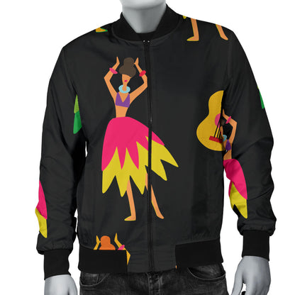 Hula Dancers Hawaiian Girl Pattern Print Design 03 Men Bomber Jacket