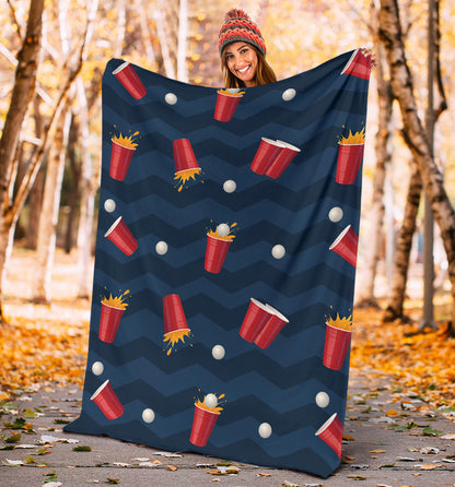 Beer Pong Pattern Print Design 01 Premium Blanket