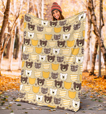 Bear PatchworkPattern Print Design 01 Premium Blanket
