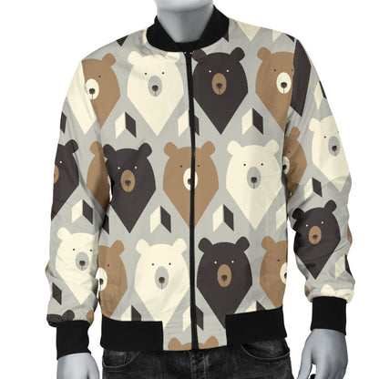 Bear Pattern Print Design 04 Men Bomber Jacket