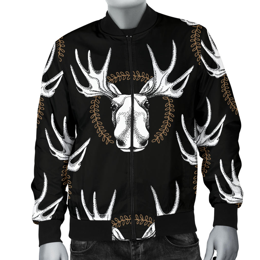 Moose Pattern Print Design 02 Men Bomber Jacket
