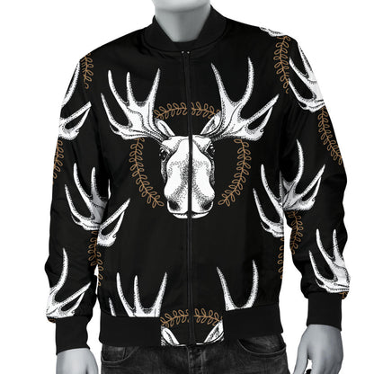 Moose Pattern Print Design 02 Men Bomber Jacket