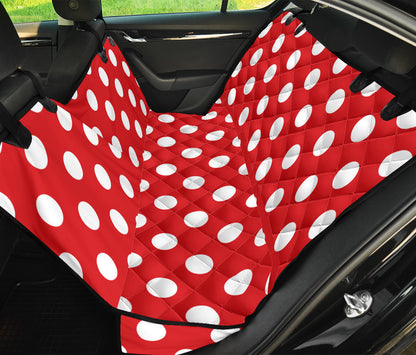 Polka Dot Red Pattern Print Design 04 Rear Dog Car Seat Cover Hammock