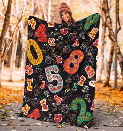Number Pattern Print Design A03 Premium Blanket
