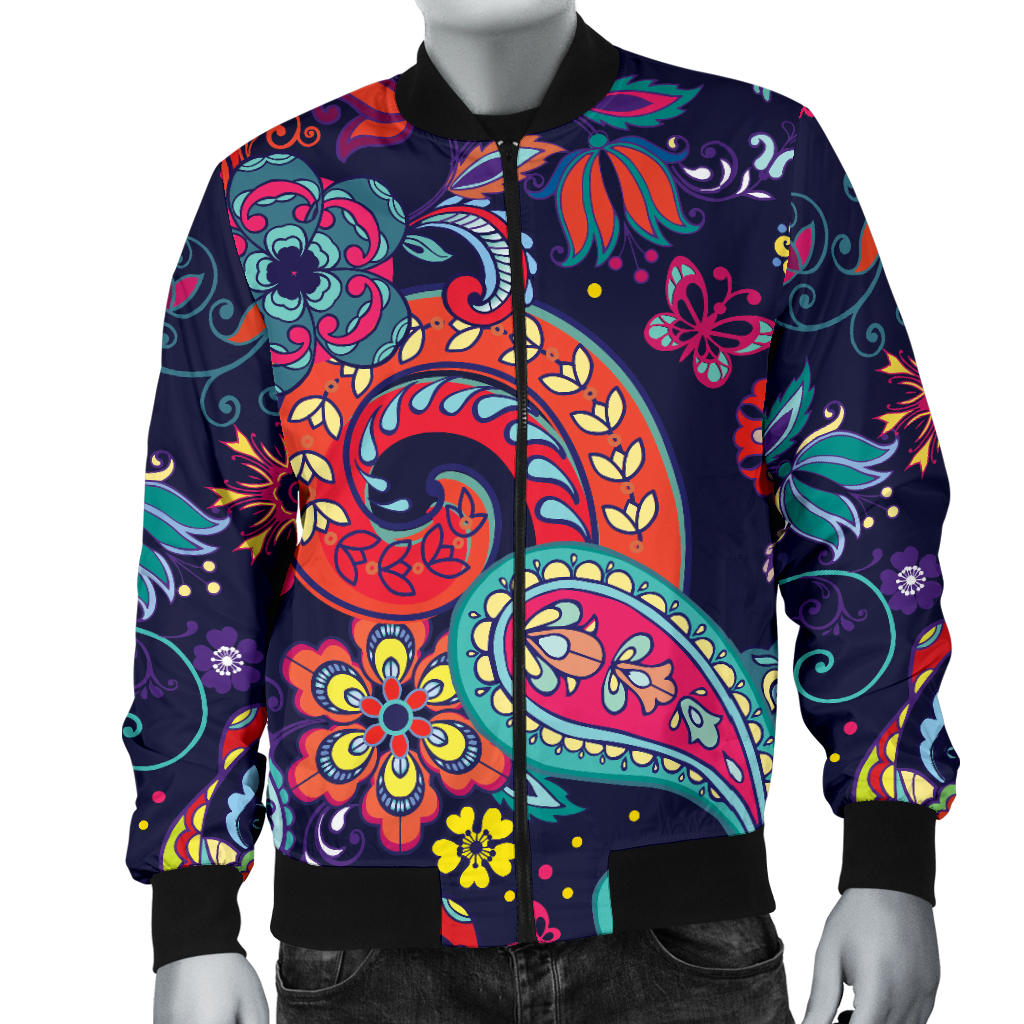 Paisley Boho Pattern Print Design A06 Men Bomber Jacket