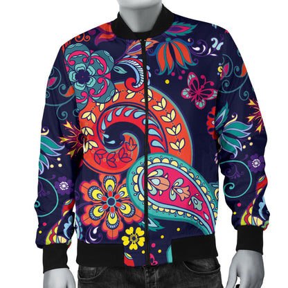 Paisley Boho Pattern Print Design A06 Men Bomber Jacket