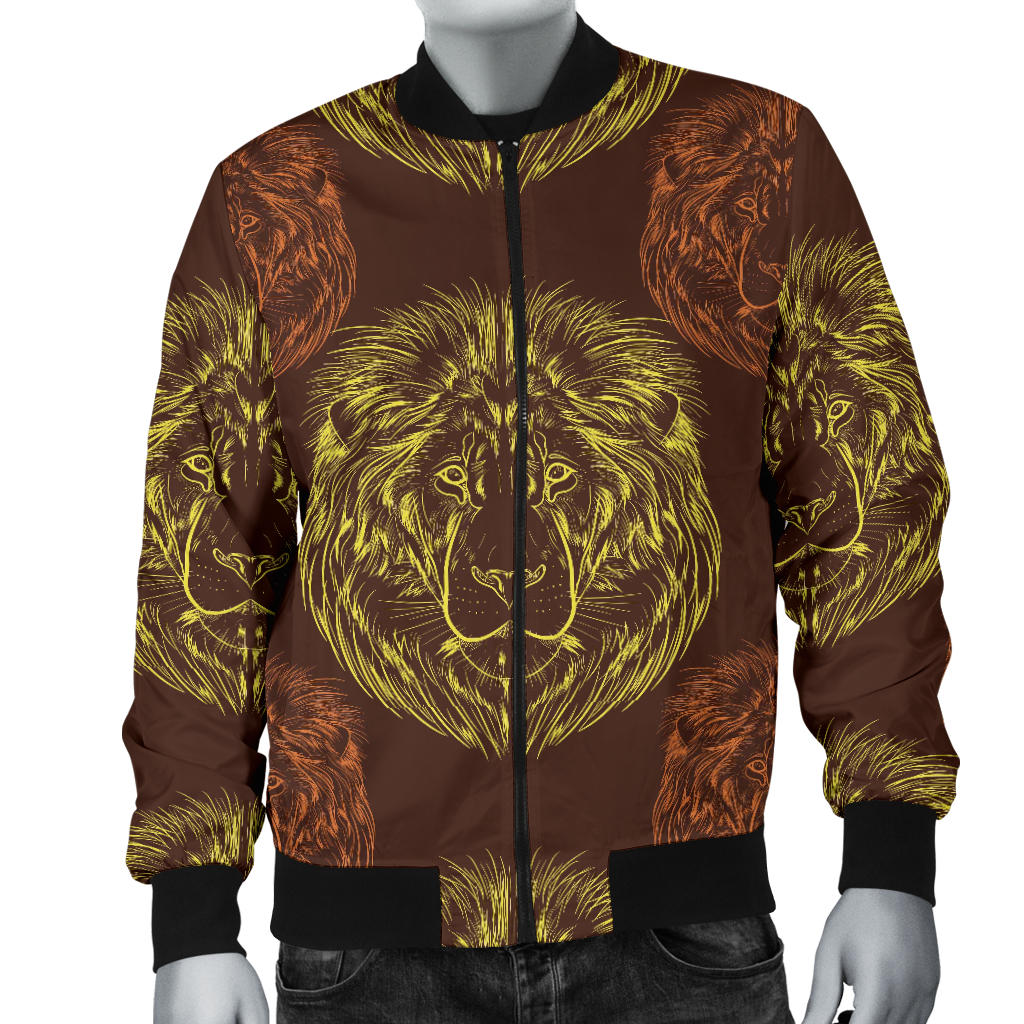 Lion Pattern Print Design 04 Men Bomber Jacket