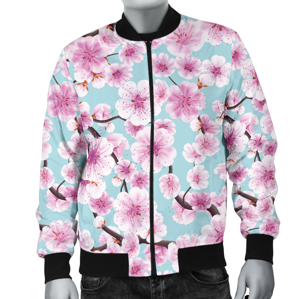 Cherry Blossom Pattern Print Design 01 Men Bomber Jacket