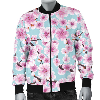 Cherry Blossom Pattern Print Design 01 Men Bomber Jacket