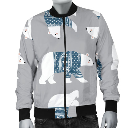 Polar Bear Pattern Print Design A03 Men Bomber Jacket