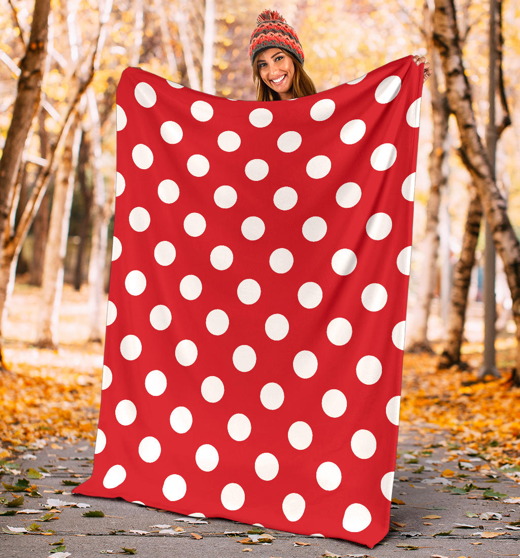 Polka Dot Red Pattern Print Design 04 Premium Blanket