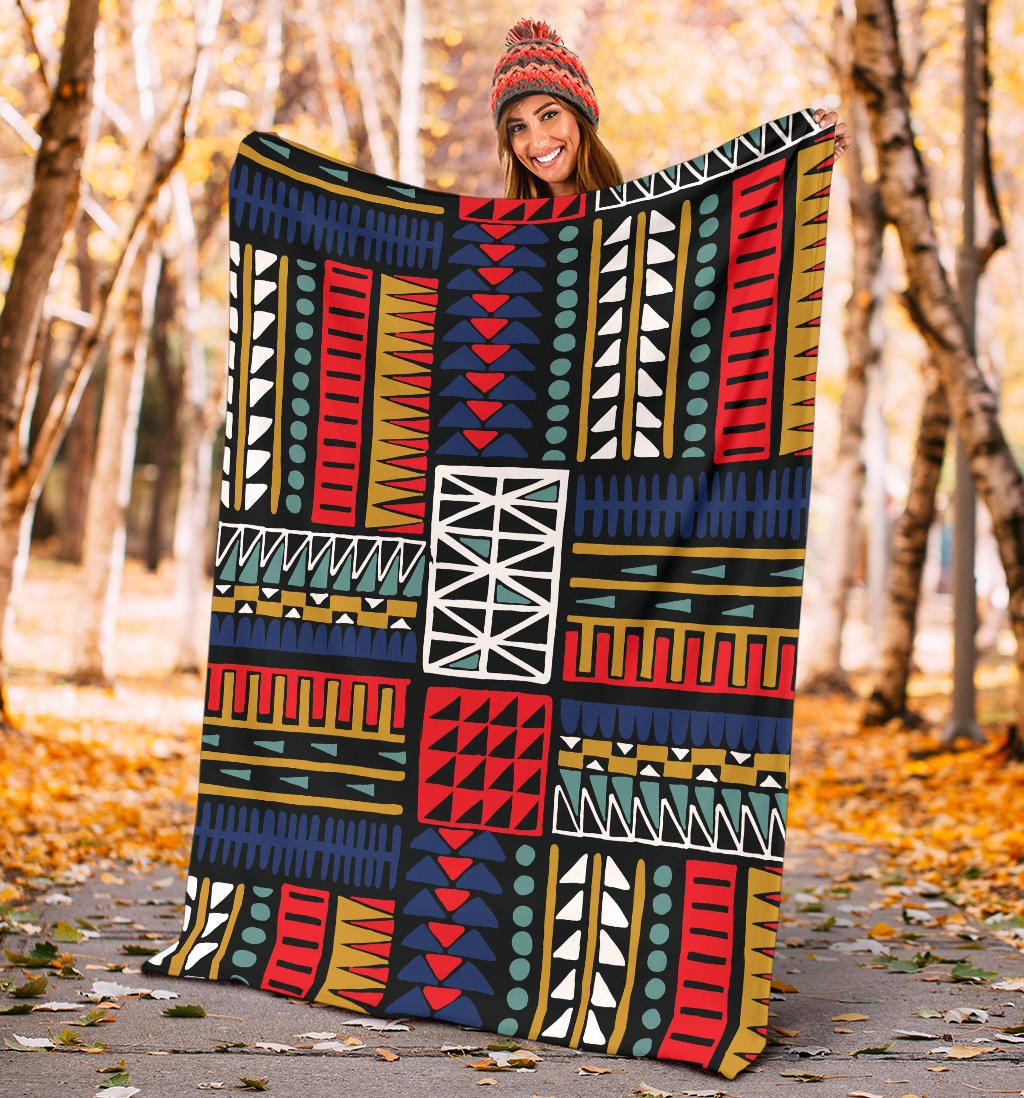 Kente Pattern Print Design 02 Premium Blanket
