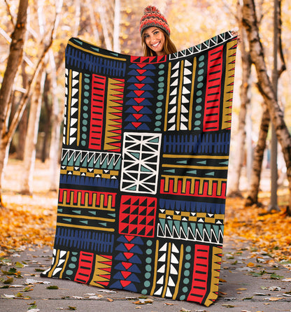 Kente Pattern Print Design 02 Premium Blanket
