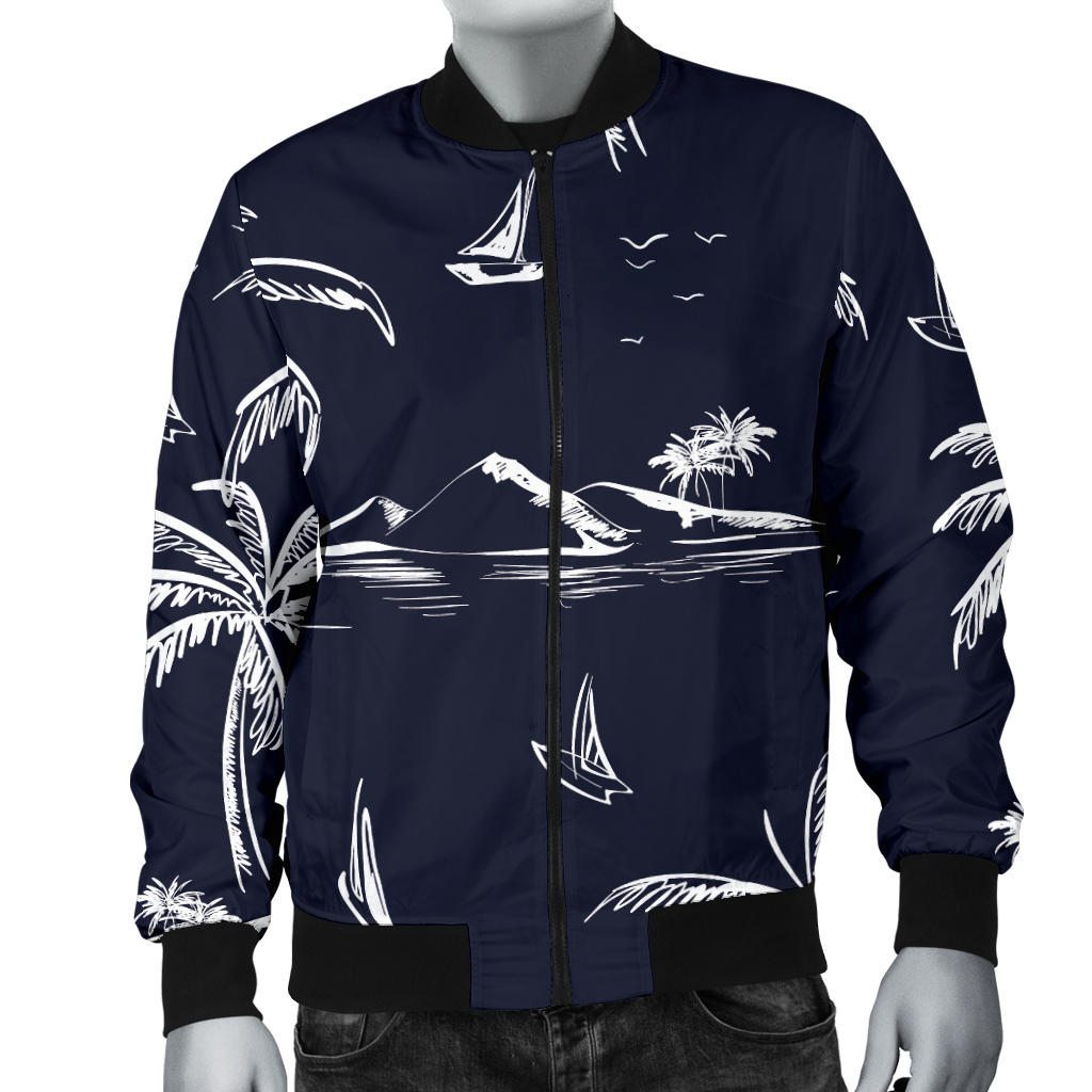 Pacific island Pattern Print Design A02 Men Bomber Jacket