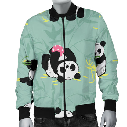 Panda Pattern Print Design A05 Men Bomber Jacket