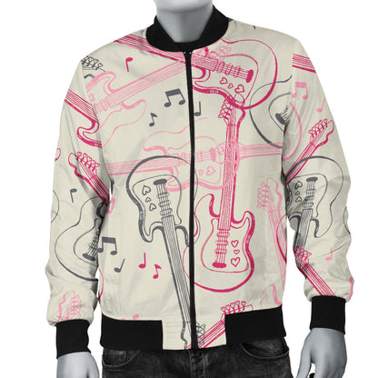Bass Guitar Pattern Print Design 02 Men Bomber Jacket